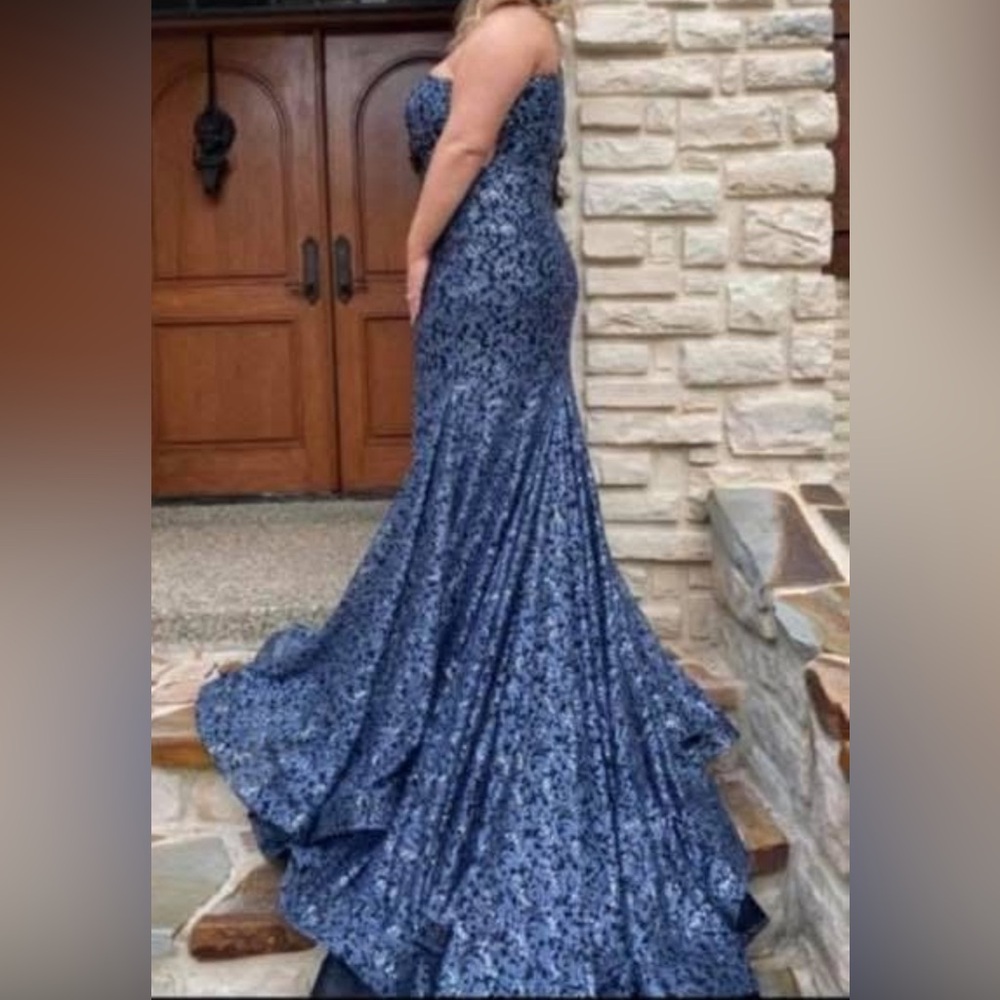 Jovani prom dress one shoulder navy/black
